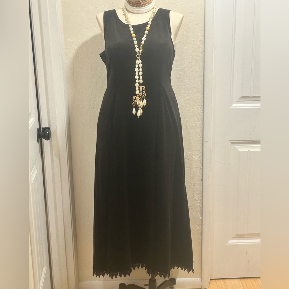 Coldwater Creek Black Velour Sleeveless Maxi Dress
